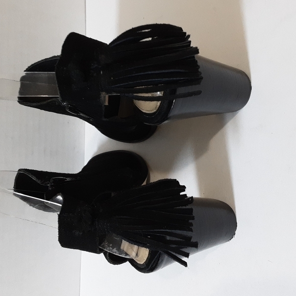 Gianni  Bini black Hadwin leather suede perforated peep toe 9.5M Casual Y2k - Picture 4 of 12